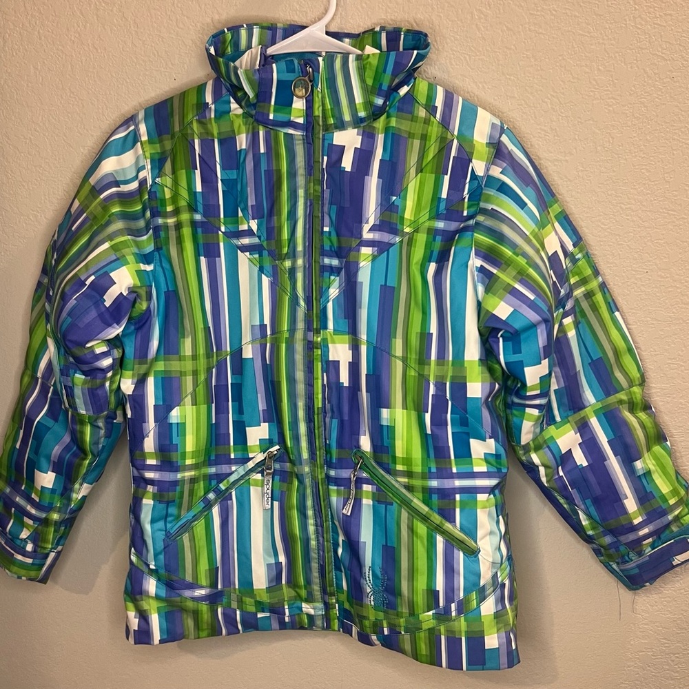 Spyder Kids Ski/Winter Coat in Bright Green,purple,blue,white Size 12.